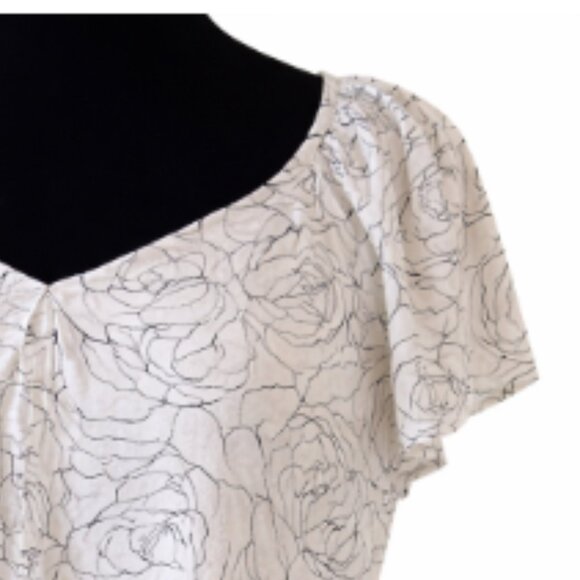 Roz & Ali White Floral Blouse | Size L - Picture 3 of 7